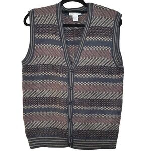 Vintage Unionbay Sweater Vest Men's Size‎ Medium Button-Up 90s Grandpacore Retro
